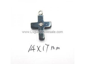 Hematite Cross Charms 14x17mm with Rhinestione